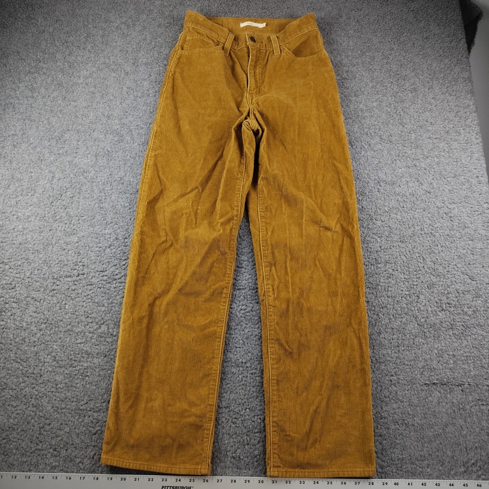 Levis 94 Baggy Corduroy Pants 27x30 Sz 25 Mustard Yellow High Waisted Womens EUC